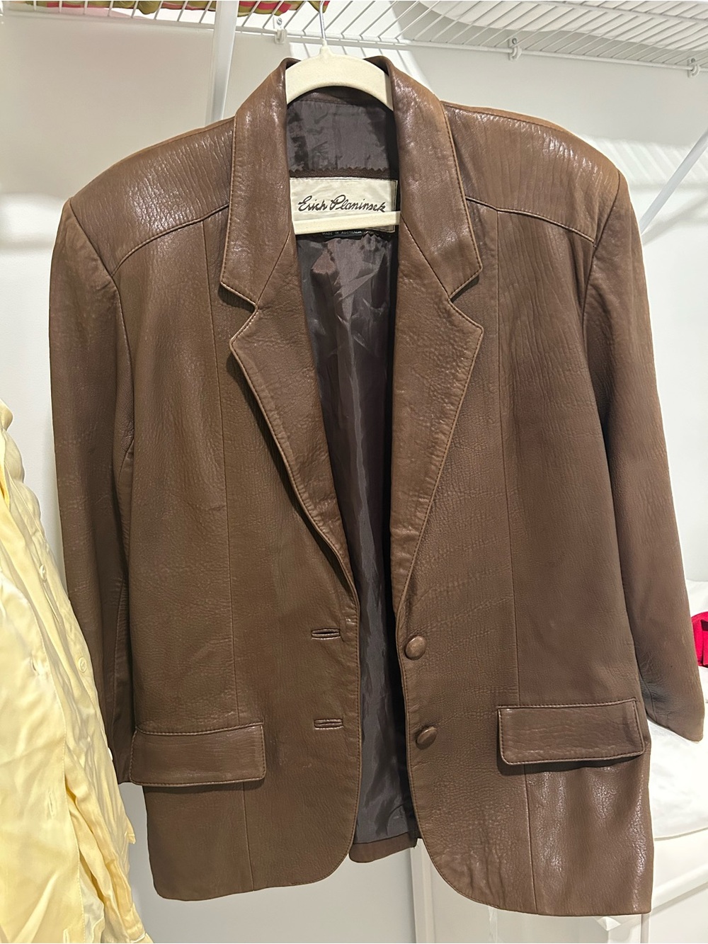 Vintage Brown Leather Blazer Jacket